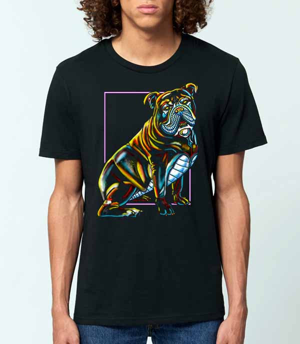 Neon Bulldog - Cyber Pug - Men's T-shirt