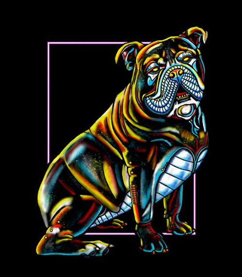 Neon Bulldog - Cyber Pug - Men's T-shirt